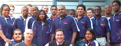 Jason Whitehead, regional general manager, Honeywell (centre) with existing and potential graduates for the Graduate Development Programme